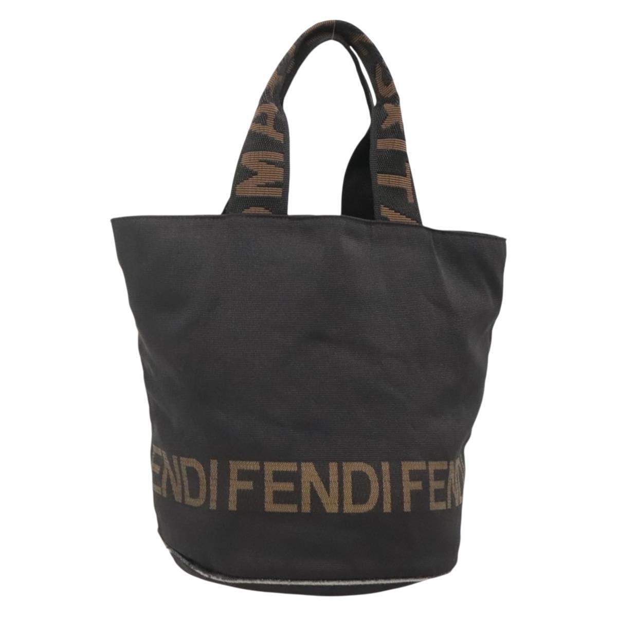 Fendi Hand Bag Black Brown Gold Auth Bs28903